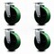Service Caster 6 Inch Green Poly on Cast Iron Wheel Swivel Caster Set with Roller Bearings SCC SCC-20S620-PUR-GB-4 - alternate 1